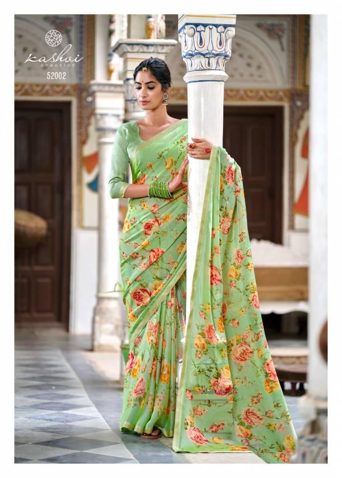 Kashvi Madhubala  Fancy  Regular Casual Wear Printed Weightless Georgette With Border Saree Collection 